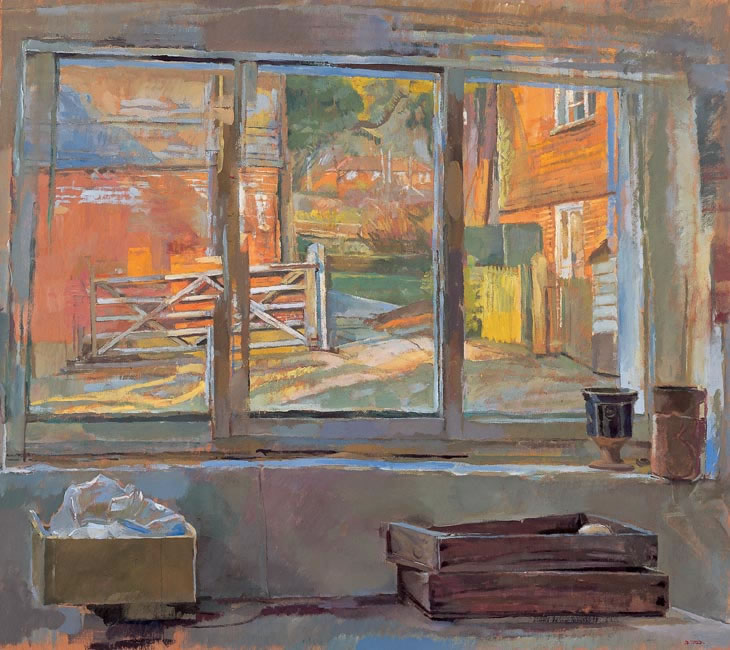 Oak through a Window, oil on 12 panels (79 x 41 cm - 31 x 16.75 ins)