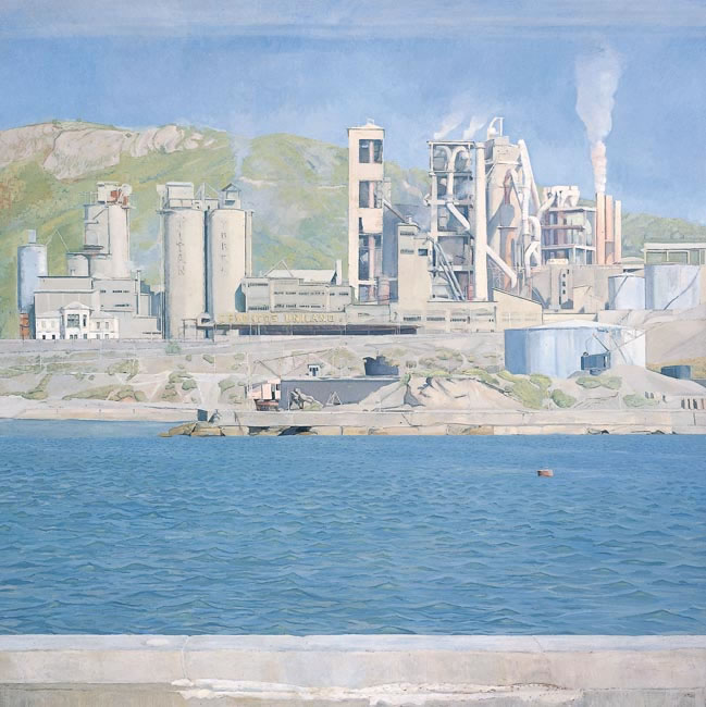 Cement Factory across Water, Valcara, Spain 1976 (127 x 127 cms - 50 x 50 ins)